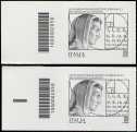 2020 - Leonardo Pisano detto "Il Fibonacci" - 850° Anniversario della nascita - coppia di francobolli con codice a barre n° 2050 a SINISTRA alto-basso