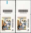 Giornata della filatelia 3° - coppia di francobolli con codice a barre n° 2236 in  ALTO destra-sinistra