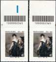 Franca Florio - 150° Anniversario della nascita - coppia di francobolli con codice a barre n° 2365 in ALTO destra-sinistra