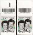Franco Franchi e Ciccio Ingrassia - coppia di francobolli con codice a barre n° 2252 in  ALTO destra-sinistra