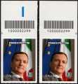 2023 - Franco Frattini - coppia di francobolli con codice a barre n° 2299 in  ALTO destra-sinistra