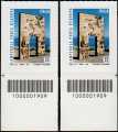 2018 - "Il senso civico" - Lampedusa, porta d'Europa - coppia di francobolli con codice a barre n° 1909 in BASSO a destra-sinistra 