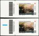 2021 - 450° Anniversario della battaglia di Lepanto - coppia di francobolli con codice a barre n° 2122 a SINISTRA alto basso