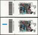2021 - Emanuele Luzzati : Centenario della nascita - coppia di francobolli con codice a barre n° 2169 a SINISTRA alto basso