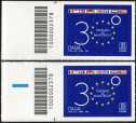 2023 - Trattato di Maastricht - 30° anniversario della entrata in vigore - coppia di francobolli con codice a barre n° 2378 a SINISTRA alto-basso