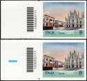 L' Italia riparte  : Milano - coppia di francobolli con codice a barre n° 2111 a SINISTRA alto basso