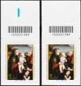 2019 - Natale religioso - coppia di francobolli con codice a barre n° 1989 in ALTO destra-sinistra