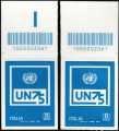 O.N.U.  - Organizzazione delle Nazioni Unite - 75° della fondazione - coppia di francobolli con codice a barre n° 2061 in ALTO sinistra-destra