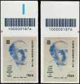 Cinquantenario della scomparsa di Salvatore Quasimodo - coppia di francobolli con codice a barre 1876 in ALTO a sinistra-destra  