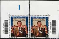 2022 - "Il senso civico" - Gastone Rizzo - Centenario della nascita - coppia di francobolli con codice a barre n° 2209 in ALTO destra-sinistra