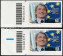 David Sassoli - coppia di francobolli con codice a barre n° 2250 a SINISTRA alto-basso
