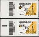 Campionati del Mondo di Scherma Paralimpica - coppia di francobolli con codice a barre n° 2376 a SINISTRA alto-basso