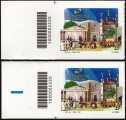 2022 - Patrimonio artistico e culturale italiano - La Passione di Sordevolo - coppia di francobolli con codice a barre n° 2220 a SINISTRA  alto-basso