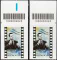 Alberto Sordi - Centenario della nascita - coppia di francobolli con codice a barre n° 2029 in ALTO destra-sinistra