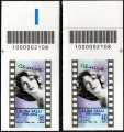 Alida Valli - Centenario della nascita - coppia di francobolli con codice a barre n° 2108 in ALTO destra-sinistra