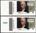 2022 - Giovanni Verga - Centenario della morte - coppia di francobolli con codice a barre n° 2189 a SINISTRA alto-basso