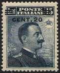 1916 - Francobollo del 1911 sovrastampato con nuovo valore
