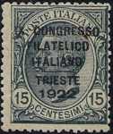 1922 - IX Congresso Filatelico Italiano - Trieste - francobolli del 1906-1919 sovrastampati