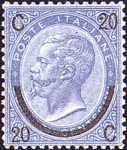 1865 - francobollo precedente del 1863 sovrastampato con nuovo valore