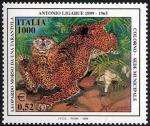 Patrimonio artistico e culturale italiano - Centenario della nascita di Antonio Ligabue - pittore - «Leopardo morso»