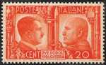 1941 - Fratellanza d'armi italo-tedesca - Ritratti di Mussolini e Hitler 