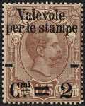 1890 - Francobolli del 1884 per pacchi postali sovrastampati con nuovo valore, per le stampe