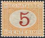 1890 / 94 - Segnatasse Regno - tipi del 1870  - nuove tirature in colori diversi e valore complementare