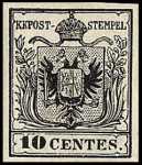 1850 - Prima Emissione - Stemma austro-ungarico - Valore in centesimi di lira