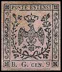 1853 - Segnatasse per giornali - tipi del 1852 con il valore preceduto dalle lettere «B. G.»