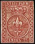 1853 - Giglio borbonico in un cerchio sormontato dalla corona ducale - su carta bianca